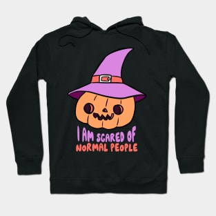 I am scared of normal people a funny Halloween pumpkin Hoodie